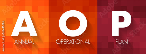 AOP Annual Operational Plan - practical document that defines the financial and human resources that need to be allocated to achieve your business goals, acronym text concept background