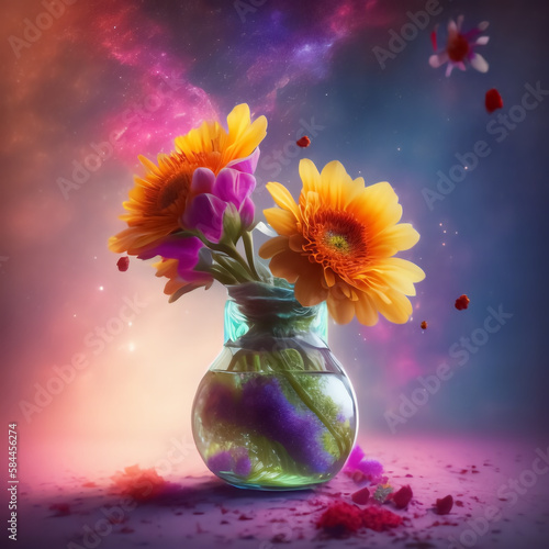 colorful fictional flower in a vase