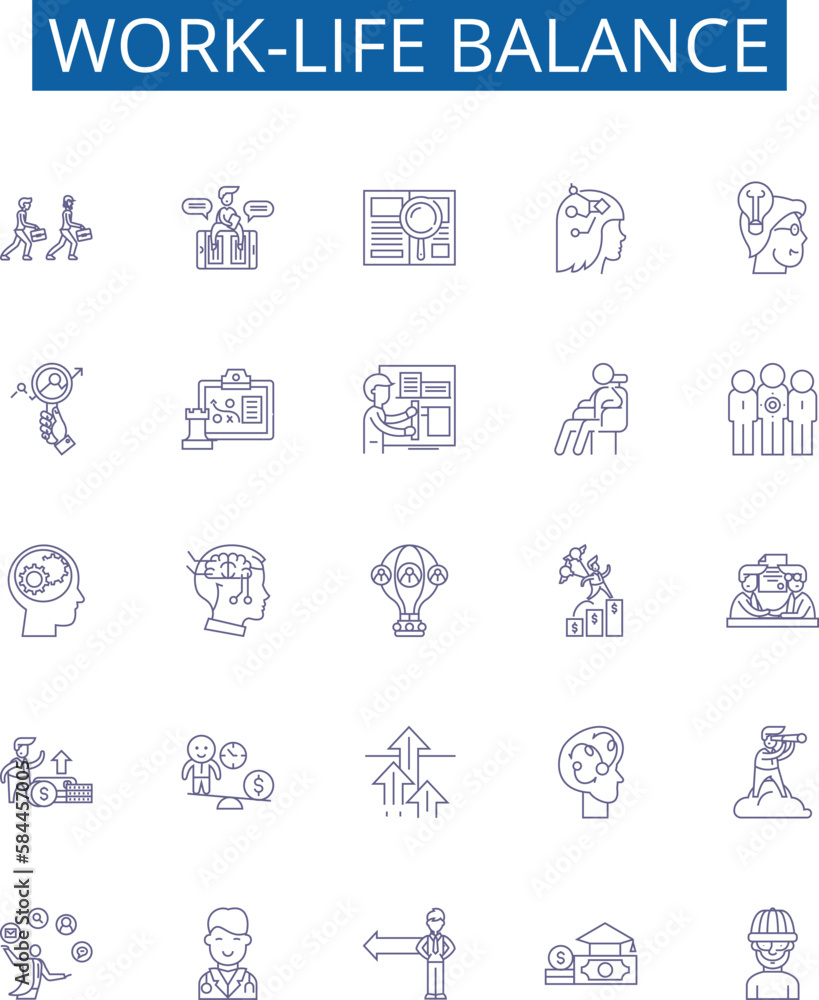 Work-life balance line icons signs set. Design collection of Work life ...