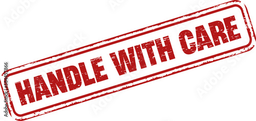 Handle with care grunge rubber stamp