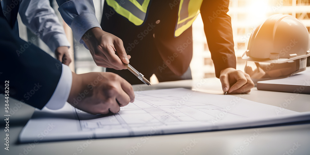 Businessmen are planning budgets for construction projects, analyzing