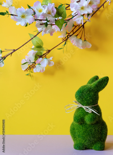 Easter Joy Meet the Grass Bunny on a Yellow Background Easter Tale The Adventures of the Cheerful Grass Bunny Springtime Bliss Celebrating Easter with the Adorable Grass Bunny on a Yellow Field