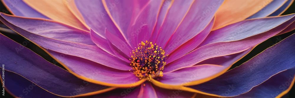 Opened petals of a colorful flower as a banner. Beautiful modern colorful flower design. Opened petals of a colorful flower as a banner. Beautiful modern colorful flower design.
