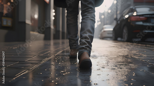 A man walks down the street. Generative AI