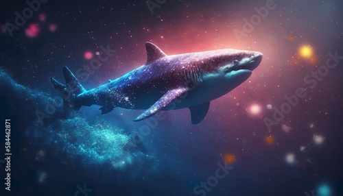 space shark cinematic . Creative illustration. (Ai Generate) © Анастасия Птицова