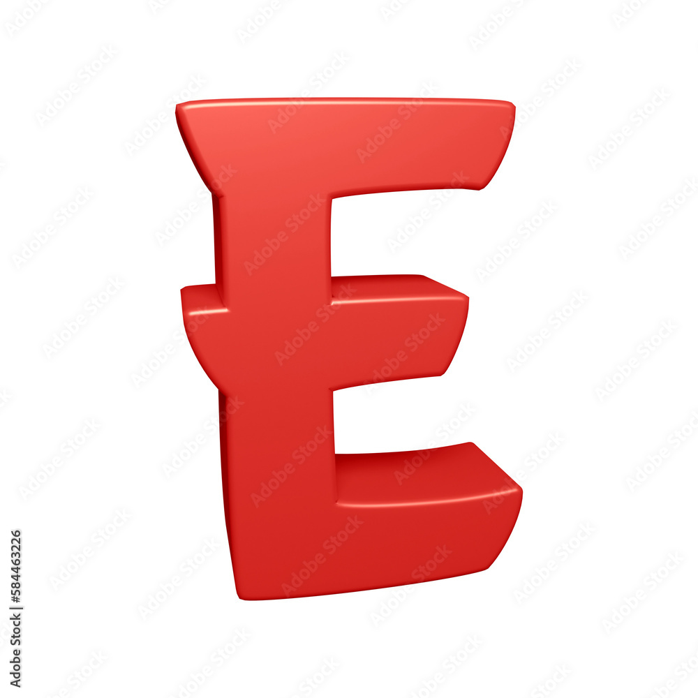 Fototapeta premium Red alphabet letter e in 3d rendering