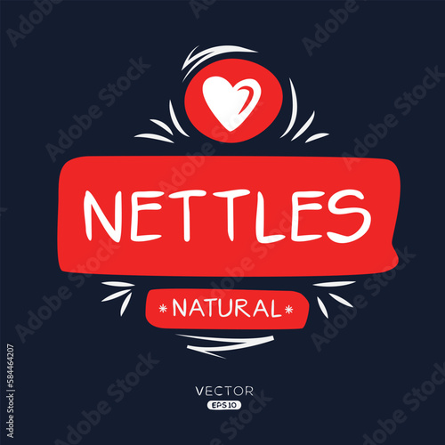 Creative (Nettles), Nettles label, vector illustration.