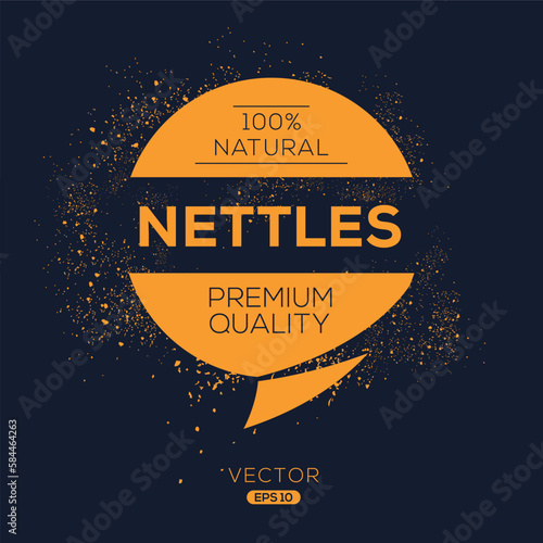 Creative (Nettles), Nettles label, vector illustration.