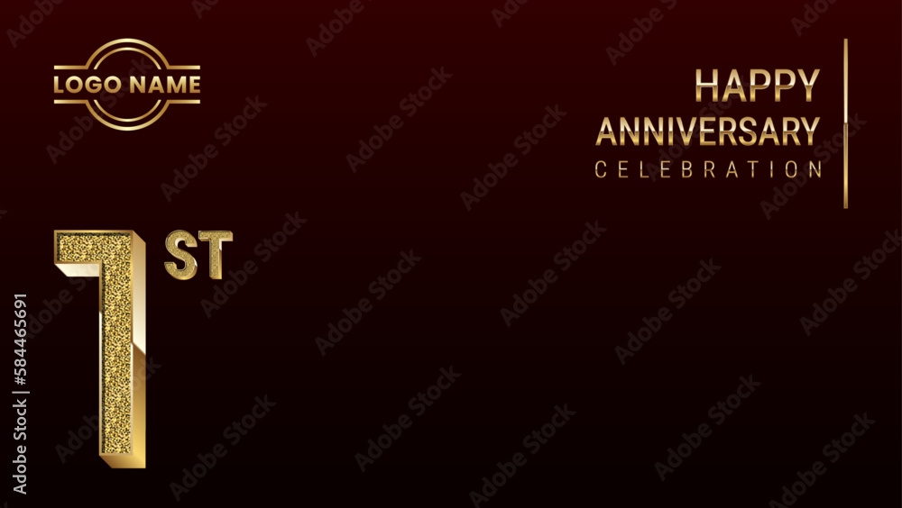 1st Anniversary template design concept with golden number. Vector Template 1st Anniversary template design concept with golden number. Vector Template