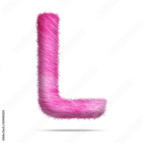 Alphabet letter l design with pink fur texture 