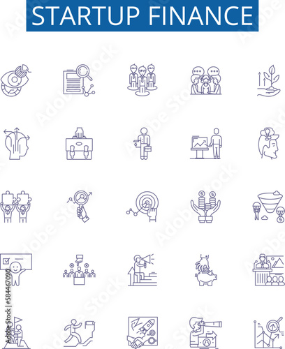 Startup finance line icons signs set. Design collection of Funding, Capital, Investing, Venture, Angel, Costs, Budget, Resource outline concept vector illustrations