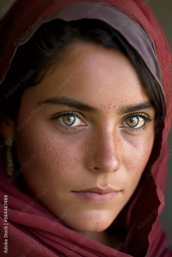 Closeup portrait of a young beautiful afghan woman. Generative AI Closeup portrait of a young beautiful afghan woman. Generative AI
