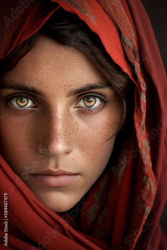 Portrait of a beautiful afghan woman. Generative AI
