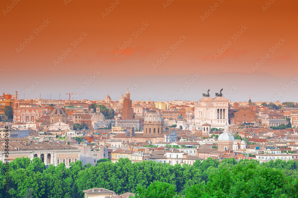Fototapeta premium Aerial panoramic view of historic center of Rome, Italy