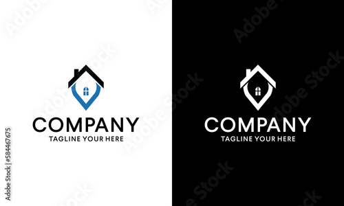 Unique home log icon vector template on a black and white background.