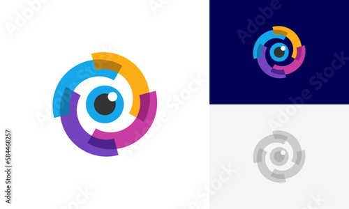 eyes motion, optical motion logo icon design vector