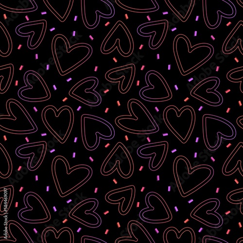 Valentines hearts cartoon pattern for wrapping and kids clothes print and fabrics and gift box © Tetiana