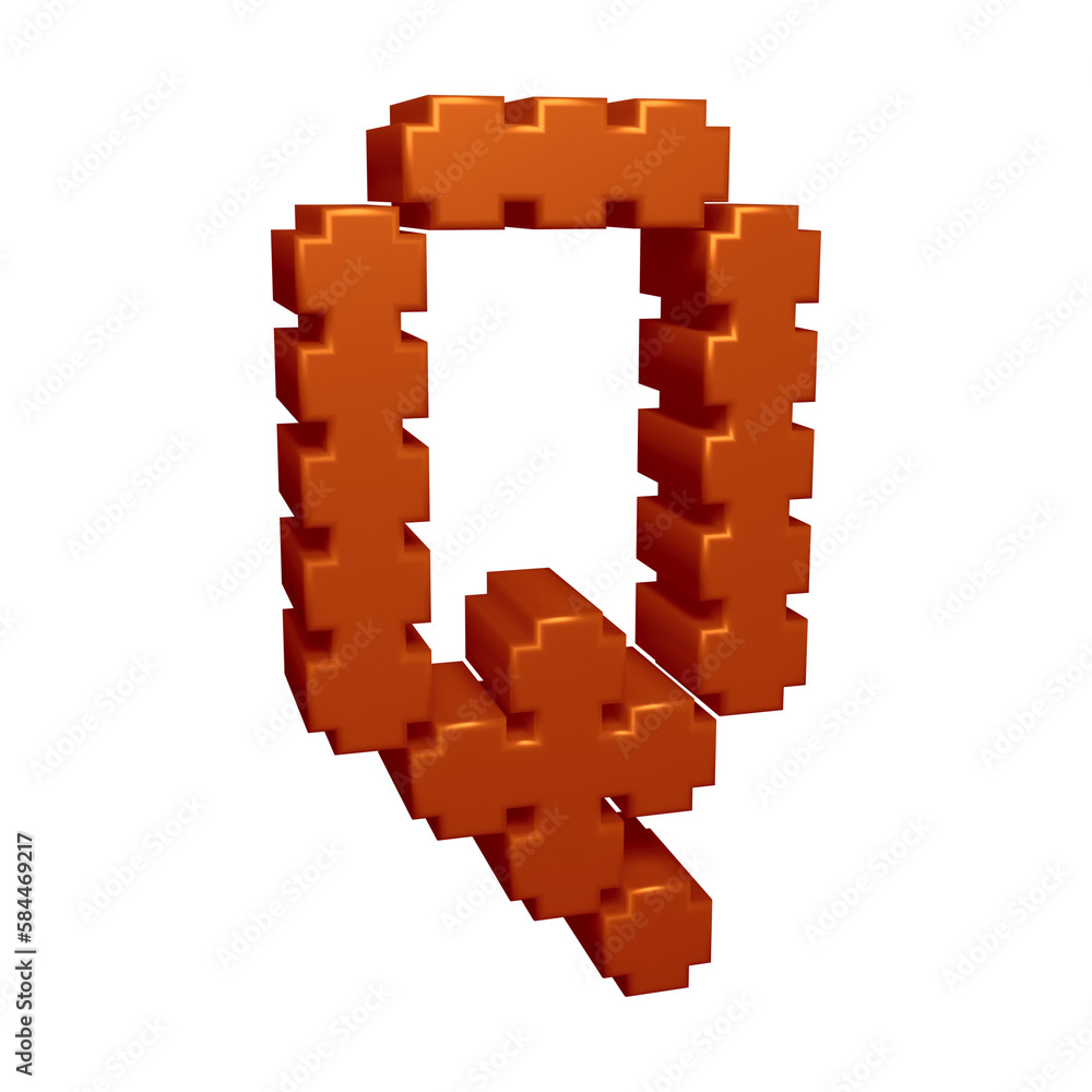 Brown alphabet letter q in 3d rendering with modern style Brown alphabet letter q in 3d rendering with modern style