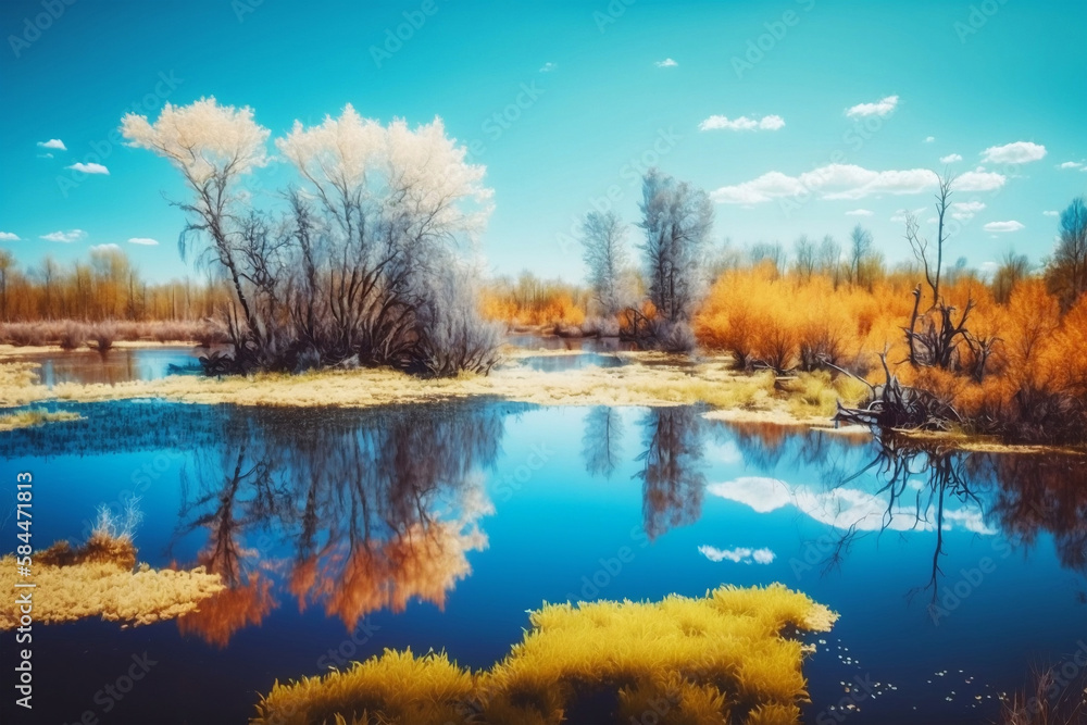 autumn landscape with lake, Generative AI autumn landscape with lake, Generative AI