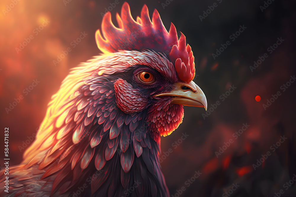 portrait of a rooster in action  created with generative ai