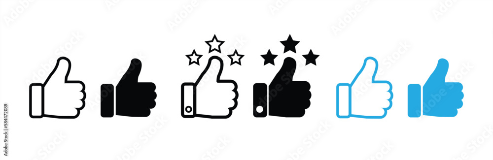 Thumb up icon set. Thumb up with star. Thumb up icon collection transparent background. Like sign and symbol. Vector illustration. Thumb up icon set. Thumb up with star. Thumb up icon collection transparent background. Like sign and symbol. Vector illustration.