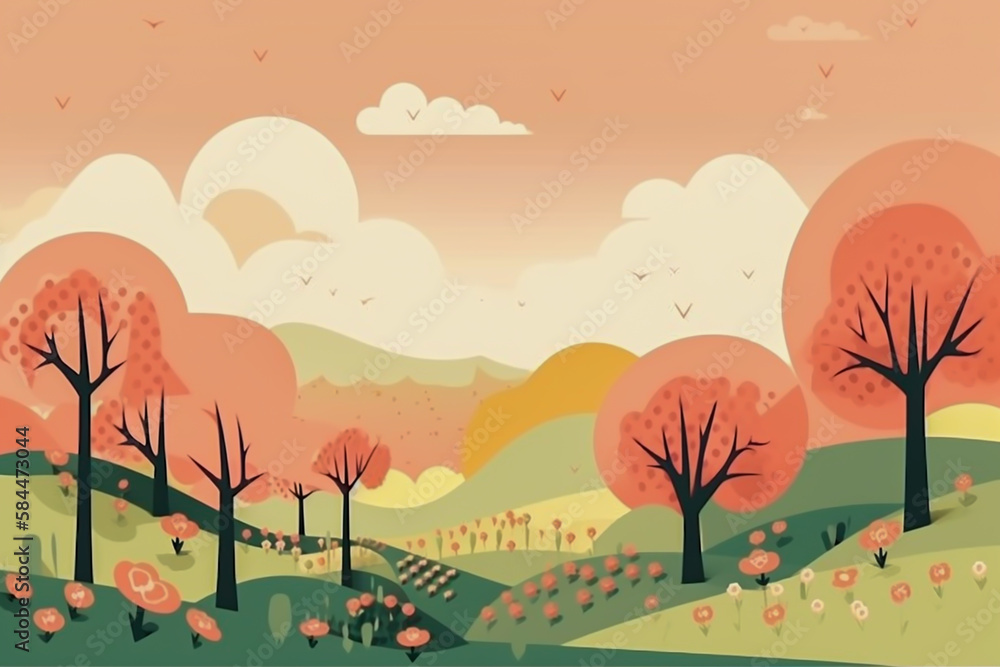 Landscape view for happy mother's day background. copy space, generative ai Landscape view for happy mother's day background. copy space, generative ai