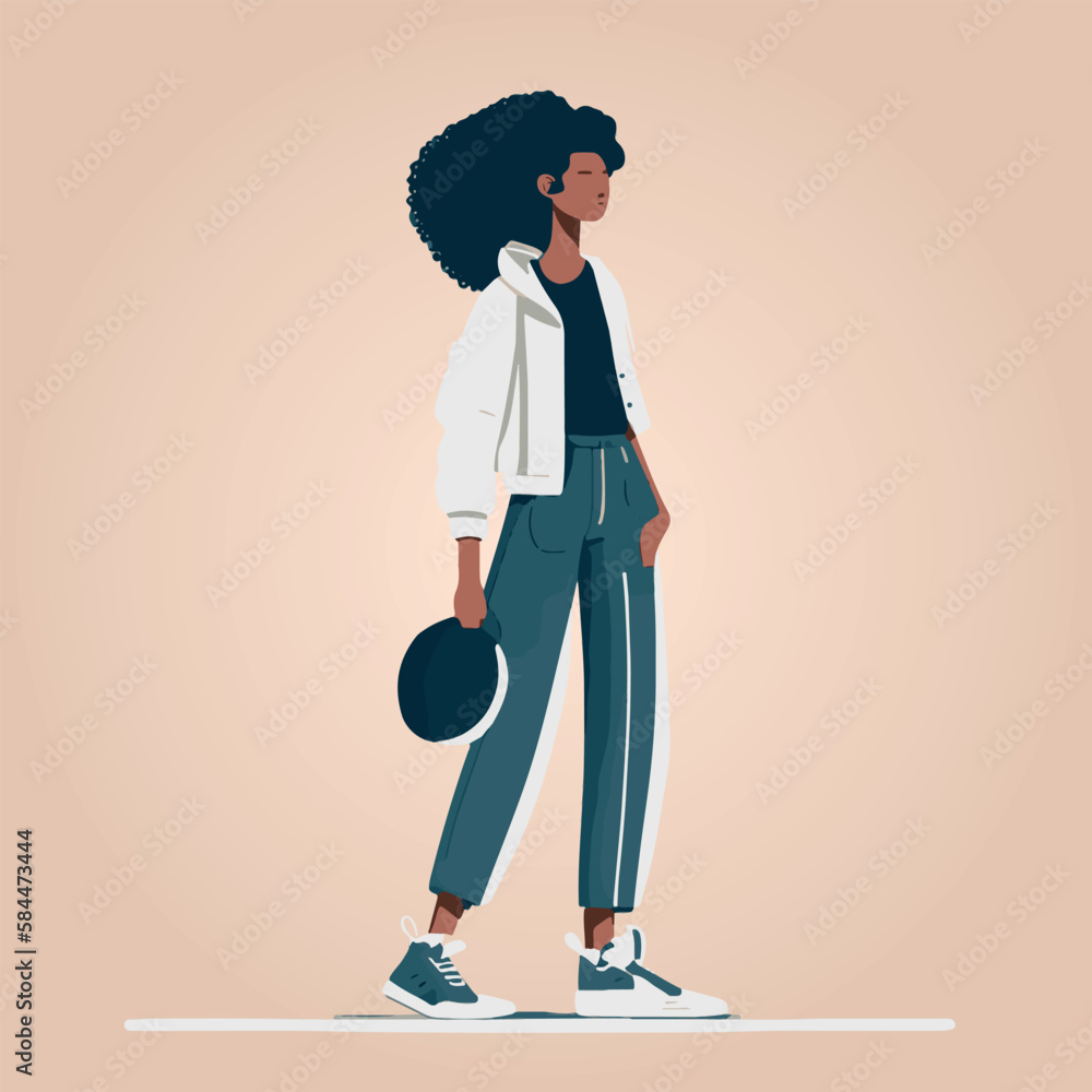 beautiful fashion black woman, vector illustration