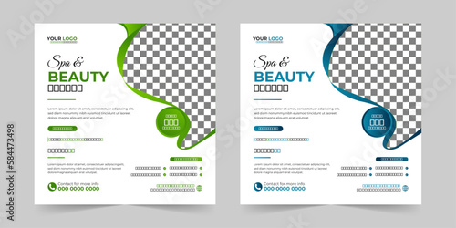 Modern Spa & Beauty Center social media post, Digital marketing agency Corporate banner promotion ads sales, and discount banner vector template design