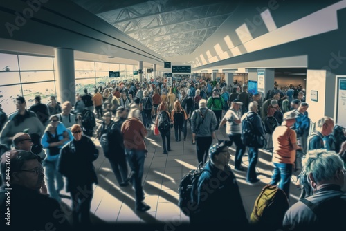  Airport Security Checkpoint with Passengers, generative AI