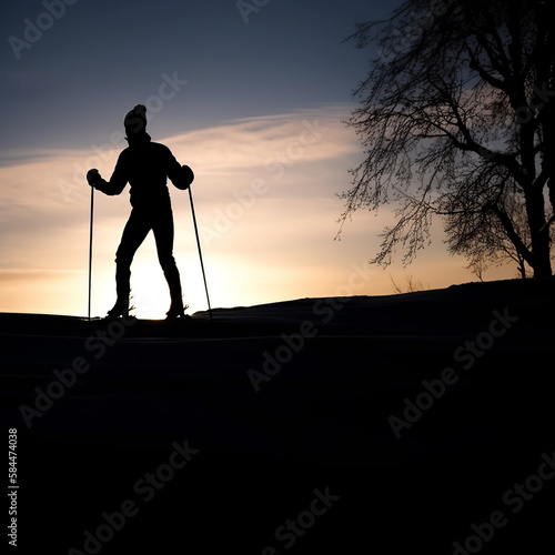 skiing, ski, silhouette, winter, snow, sport, vector, skier, woman, people, illustration, mountain, extreme, cold, sports, silhouettes, active, men, golf, fun, leisure, activity, generative ai