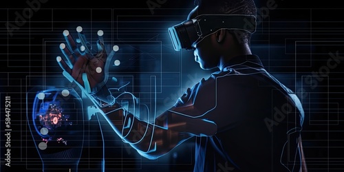 person wearing VR headset working - Generative Art