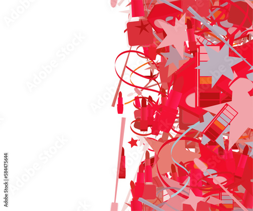 Background pattern abstract design texture. Vertical seamless stripe. Border frame, transparent background. Theme is about cosmetology, toiletry, irregular, decor, nail polish, woven, thread