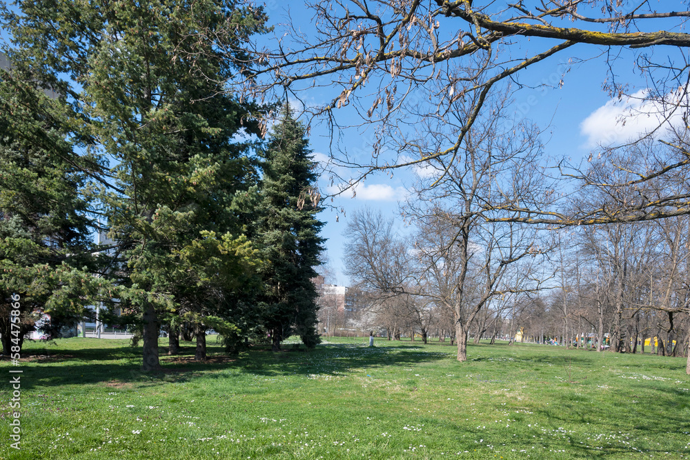 Spring view of South Park in city of Sofia, Bulgaria