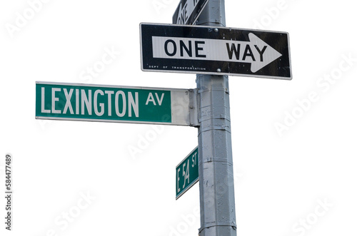 Lexington Avenue Street sign at Lexington and 54th Street in Manhattan with transparent background. © DW labs Incorporated