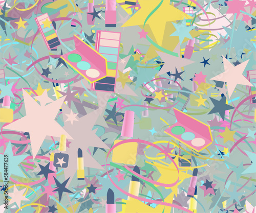 Background pattern abstract design texture. Seamless. Theme is about pomatum, irregular, wavy, nail polish, confetti, effects, toiletry, parlor, beauty, stripes, maquillage, narrow goods