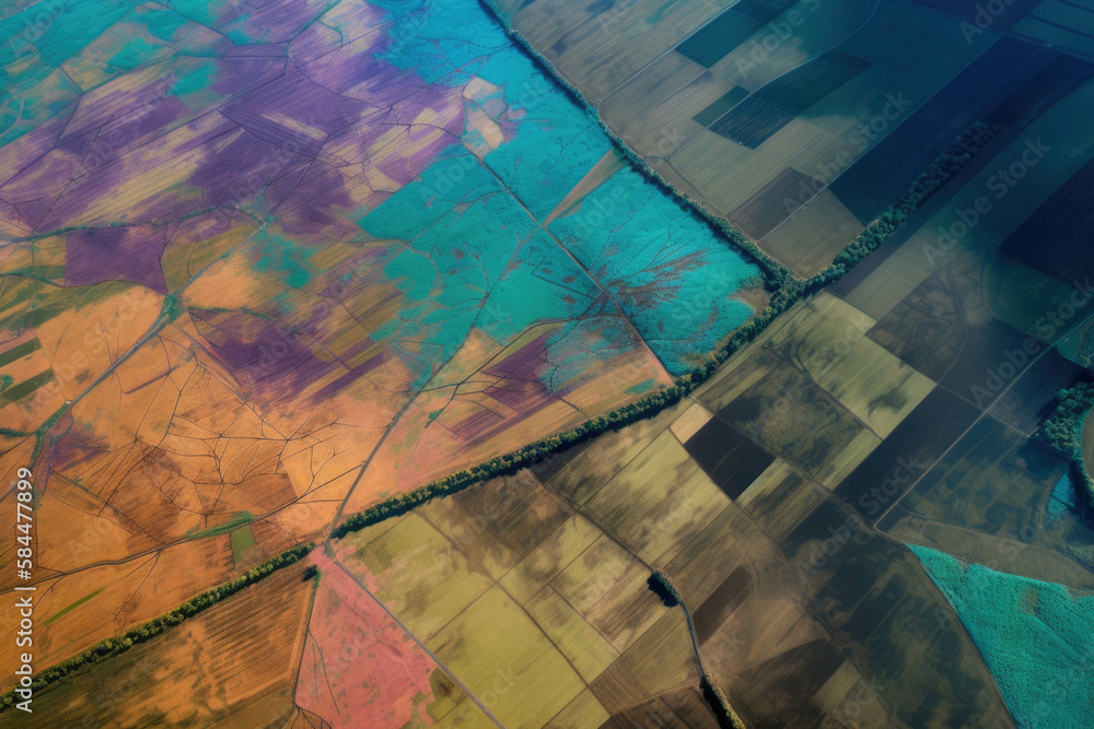 Fototapeta premium AIisted satellite mapping helps farmers zoom in on problem areas in their fields and take action. . AI generation.