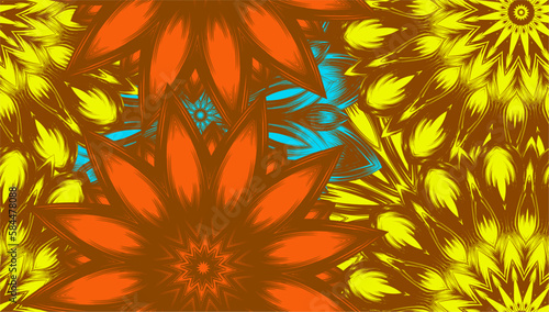 Flowers. Seamless floral background. Tracery handmade nature ethnic fabric backdrop pattern. Textile design texture. Decorative color art. Vector