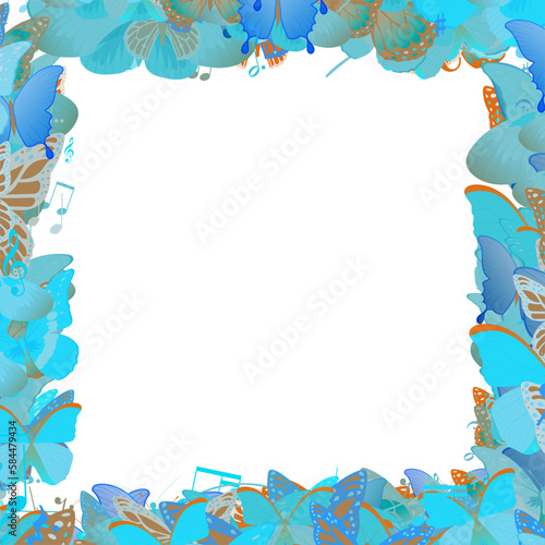 Background pattern abstract design texture. Border frame, transparent background. Theme is about wing, notes, spring, semiquaver, various, art, vector, wildlife, wild, decoration, summer