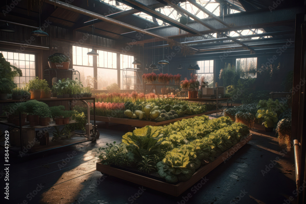Revolutionizing Farming: A Render of Artificial Planting and Cultivation. Generative Ai
