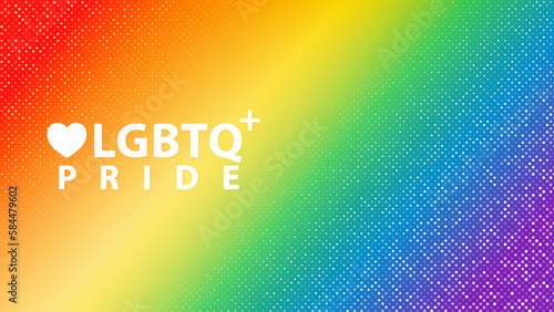 Colorful LGBTQ plus PRIDE banner with glitter and rainbow color vector background. Vector illustration template for festival parades, parties, and social events.