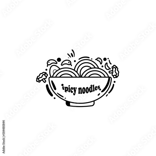 line art illustration of spicy noodles.vector .pola.eps 10