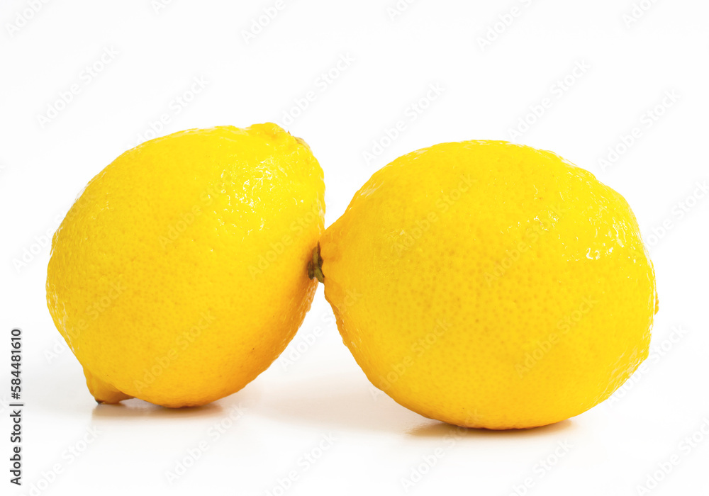 fresh two lemon isolated on white background.