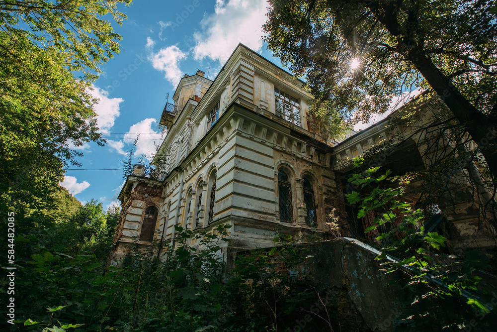 Old overgrown abandoned Philippov Mansion in Moscow Region, Russia Old overgrown abandoned Philippov Mansion in Moscow Region, Russia