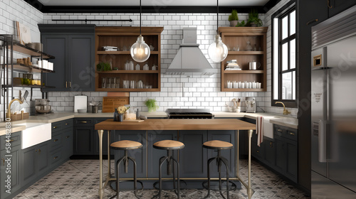 interior of a industrial designed kitchen Generative Art