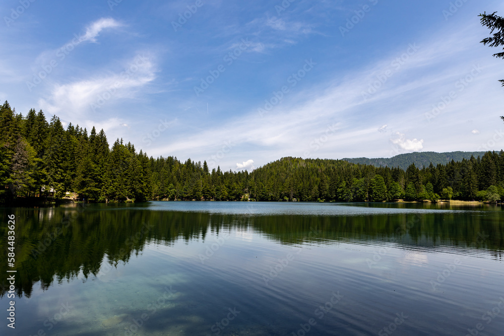 Fototapeta premium Alpine lake in the Italian Dolomites Lagi di Fusine