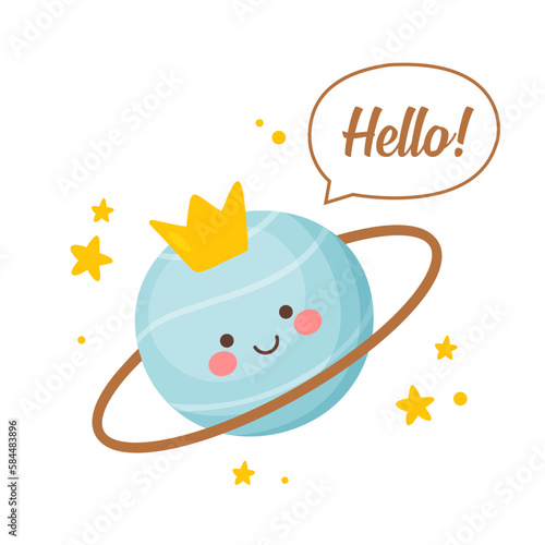 Cute cartoon planet in a vector