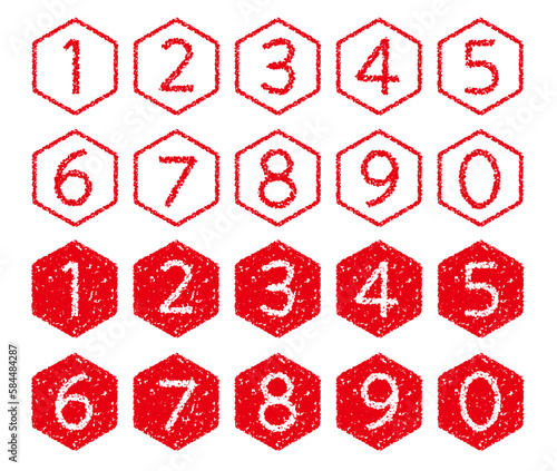 クレヨン素材　手描きの数字アイコンセット