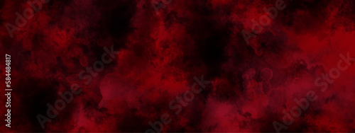 Watercolor red grunge background painting. Abstract red background with black grunge background texture in modern art design.
