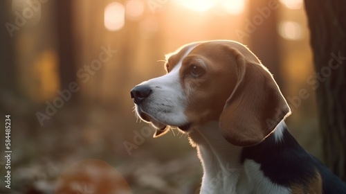 Beagle portrait on the background of a beautiful sunset © MD Media