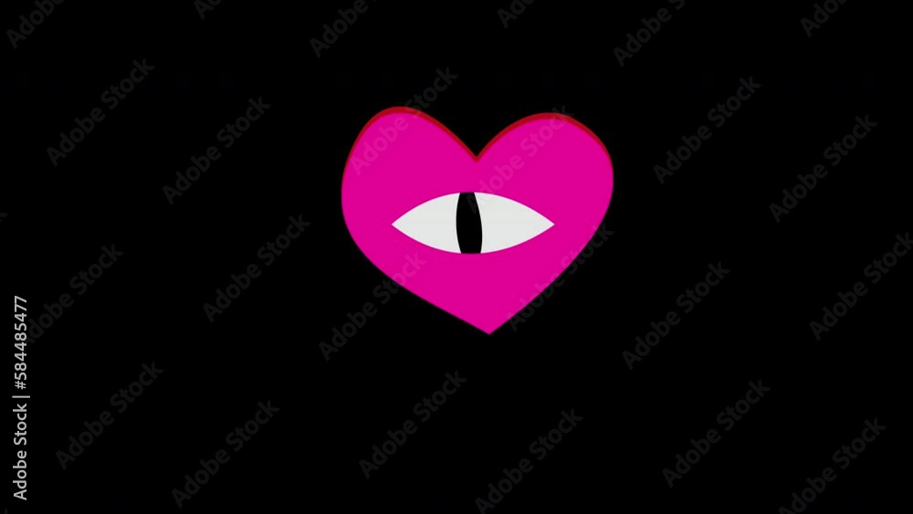 Vidéo Stock Red heart with eye icon love loop Animation video